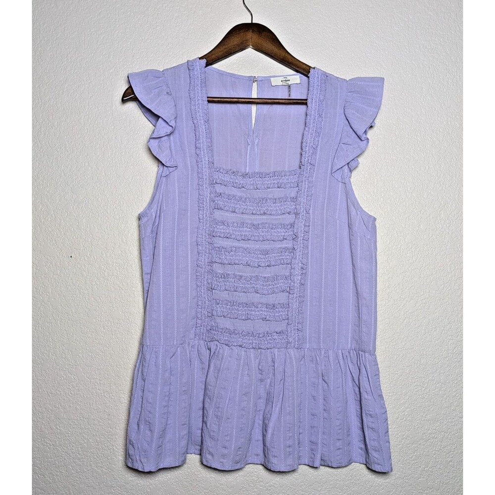 Lilac Ruffle Cotton Peplum Blouse Size Medium Cottagecore Coquette Soft Dainty